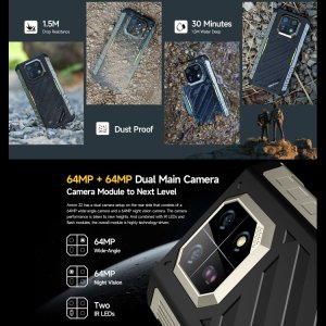 Ulefone Armor 22, 8GB+256GB, IP68/IP69K Rugged Phone, 6.58 inch Android 13 MediaTek Helio G96 Octa Core, Network: 4G, NFC, OTG(Black)
