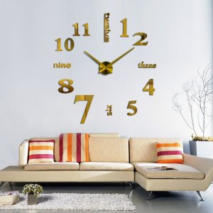 3D Quartz Wall clock DIY Gold 37"
