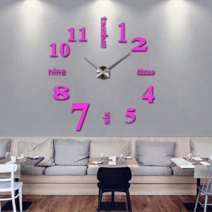 3D Quartz Wall clock DIY Pink 47"