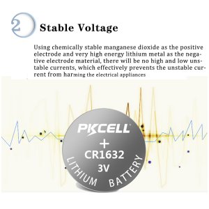 PKCELL CR1632 x 5 Pcs 3V Lithium Battery 1632 DL1632 Genuine