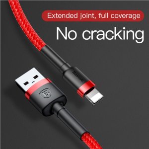 Baseus USB Cable For iPhone 14 13 12 11 X 8 7 6 6s Plus 5 5S SE iPad Pro Charger 2M(BLACK & RED)