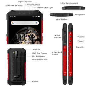Ulefone Armor X5 Pro Rugged Phone, 4GB+64GB IP68/IP69K Waterproof Dustproof Shockproof, Dual Back Cameras, Face Identification, 5000mAh Battery, 5.5 inch Android 11 MTK6762V/WD Octa Core 64-bit up to 1.8GHz, OTG, NFC, Network: 4G(Black)
