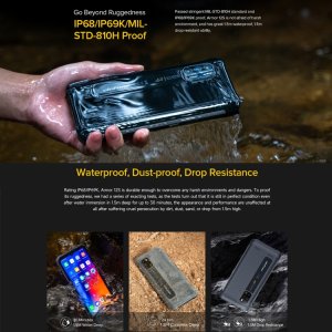 Ulefone Armor 12S Rugged Phone, 8GB+128GB Quad Back Cameras, IP68/IP69K Waterproof Dustproof Shockproof, Face ID & Side Fingerprint Identification, 5180mAh Battery, 6.52 inch Android 12 MediaTek Helio G99 Octa Core up to 2.2GHz, Network: 4G, OTG, NFC