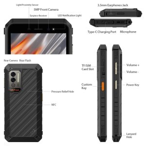 Ulefone Power Armor X11 Rugged Phone, 4GB+32GB IP68/IP69K Waterproof Dustproof Shockproof, 8150mAh Battery, 5.45 inch Android 13 MediaTek Helio A22 Quad Core up to 2.0GHz, Network: 4G, OTG, NFC, Global Version with Google Play(Black)