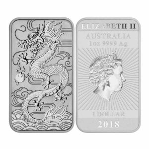 1 oz Silver Coin - 99.99% Minted Silver Dragon Bar - Perth Mint