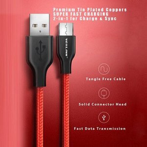 VOXLINK Micro USB Cable 2.1A Phone Fast USB Data Charge Cable for Xiaomi Redmi Note5 Samsung BLACK 2M