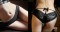 Hot Lace Hollow Pattern Bowknot Sexy Gstring Underwear for Ladies - Black